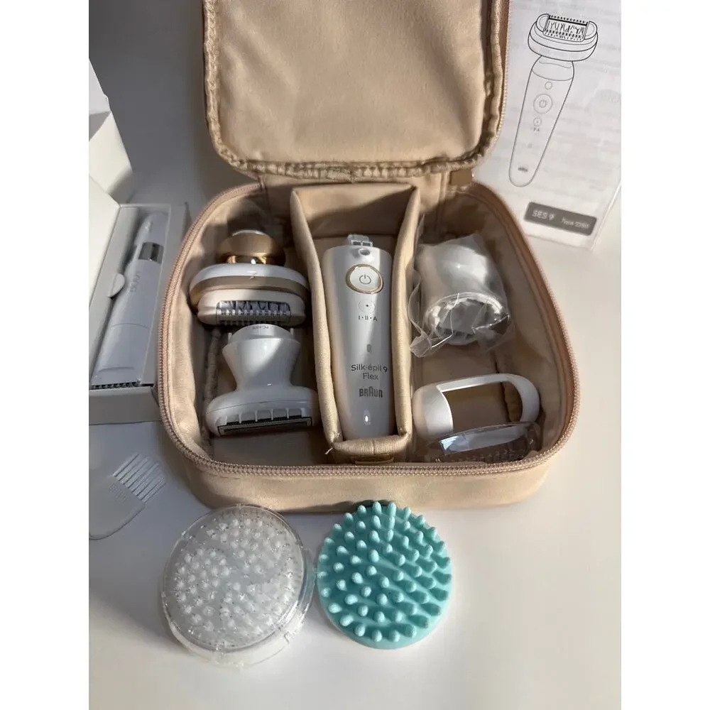 Braun Silk-epil 9 Flex SkinSpa Womens Epilator Set 8 Extras Open Box